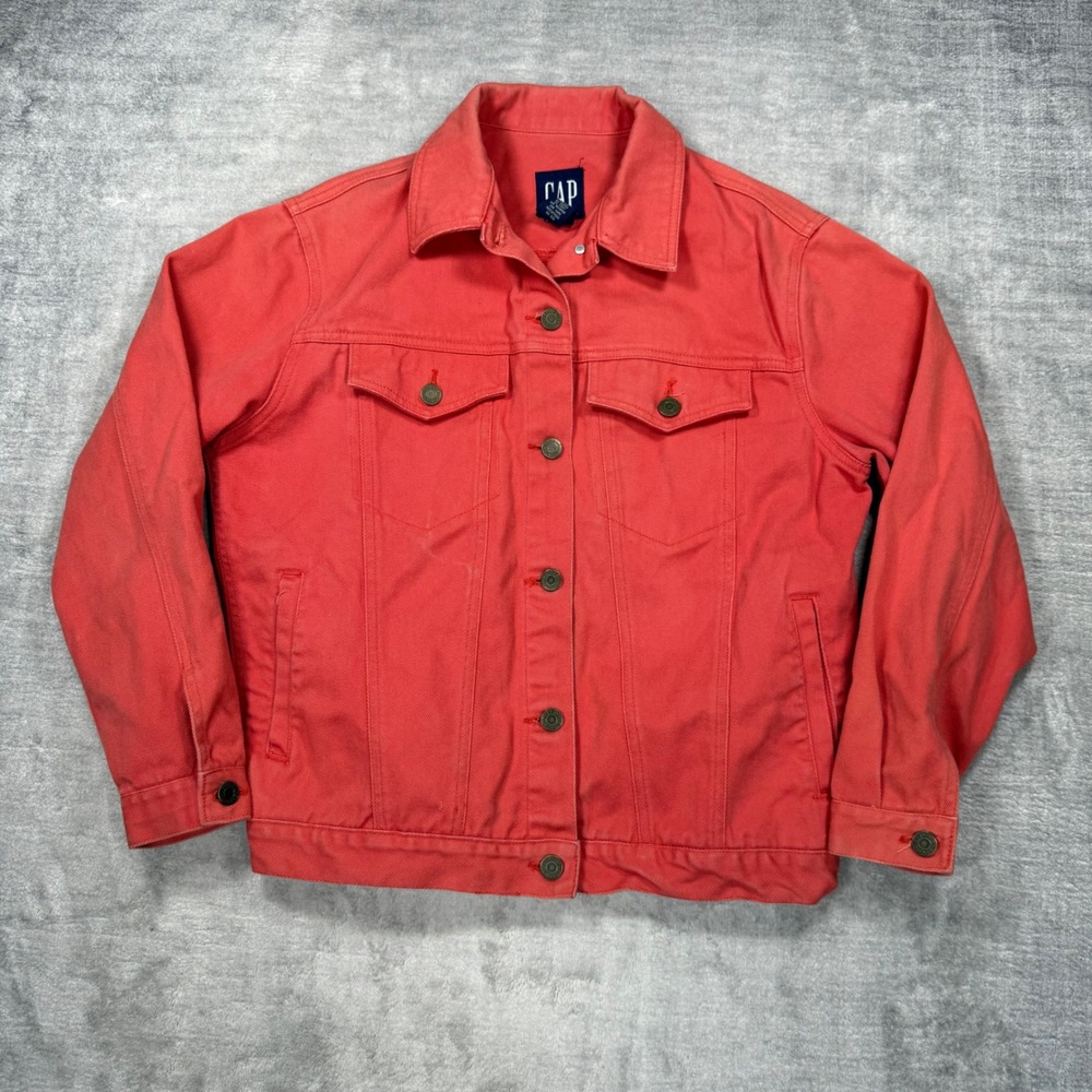 Gap Jacket Womens Small Coral Pink Vintage Y2K Denim Trucker Jean Hipster